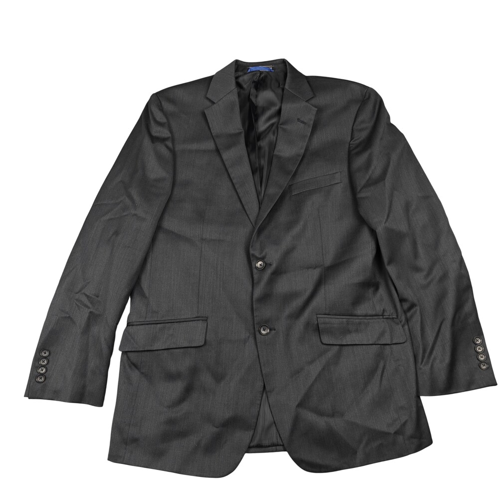 Madison Suit Jacket Mens 42L Gray Wool Polyester Single-Breasted 2 Piece